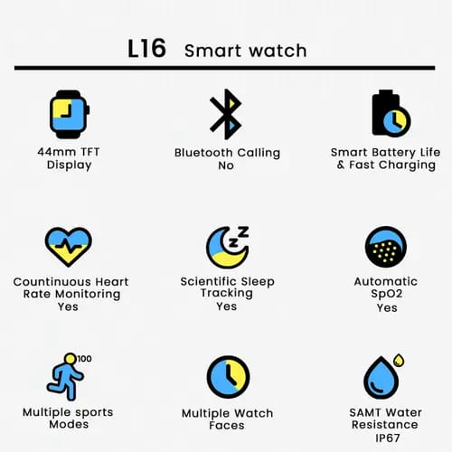 Smart Watch L16 for Health Monitoring Features