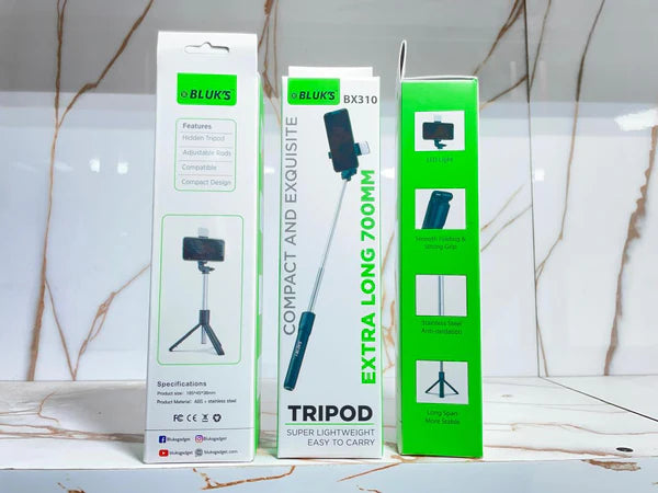 BX-310 Extra Long 700mm Selfie Stick + TriPod Stand